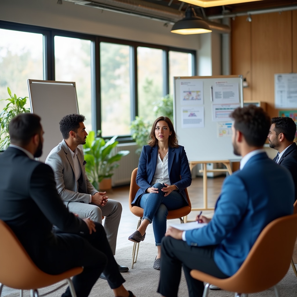 Kleine Trainingsgruppe in einem Seminarraum